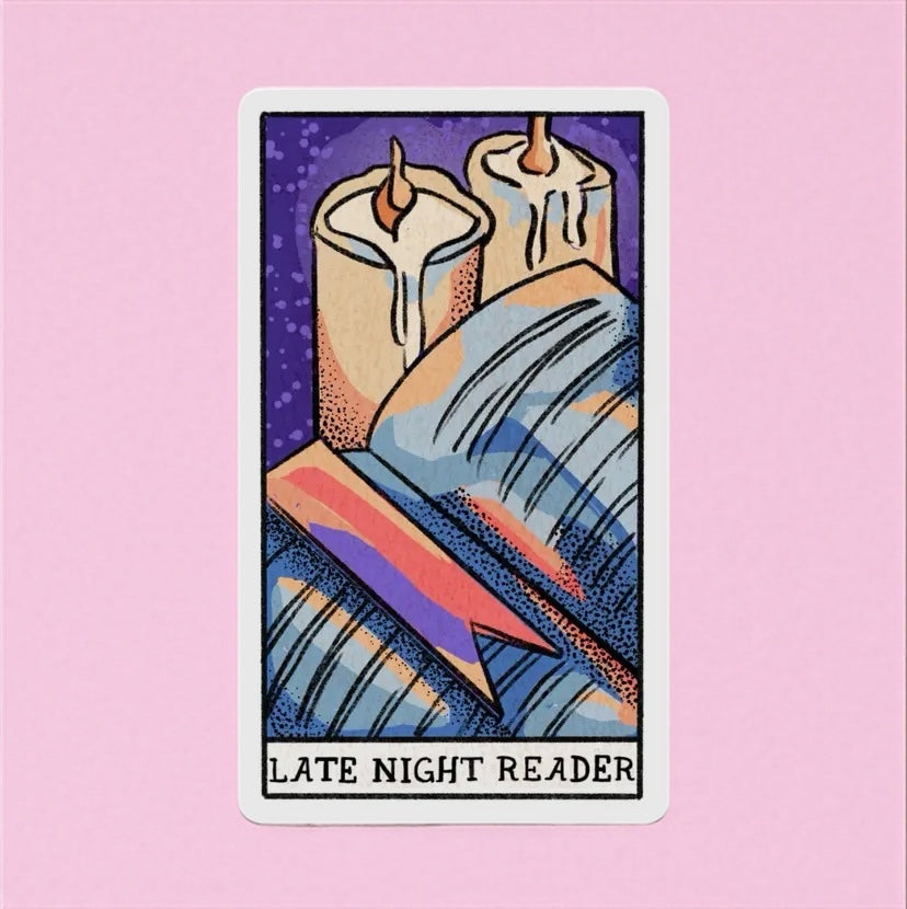 Late Night Reader Tarot Card Sticker